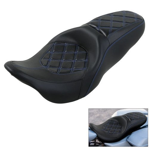 Driver Passenger Pillion Seat Fit For Harley Touring Road Glide 09-23 Black+Blue