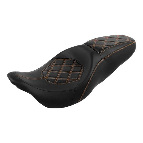 Driver Passenger Seat Fit For Harley Touring Road King Glide 09-23 Black Orange