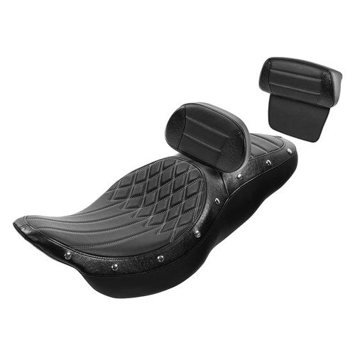 Two Up Driver & Passenger Seat Backrest Pad Fit For Harley Touring 2014-2023