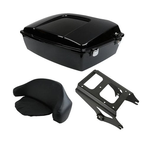 Chopped Trunk Backrest w/ 2-Up Mount Rack Fit For Harley Road Street Glide 09-13