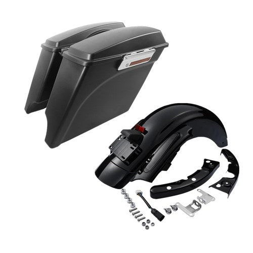 5" Extended Hard Saddlebags w/ LED Rear Fender Fit for Harley Touring Cvo 09-13