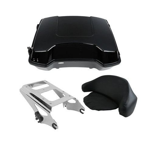 Chopped Trunk Pad Chrome Mount Rack Fit For Harley Touring Road King Glide 09-13