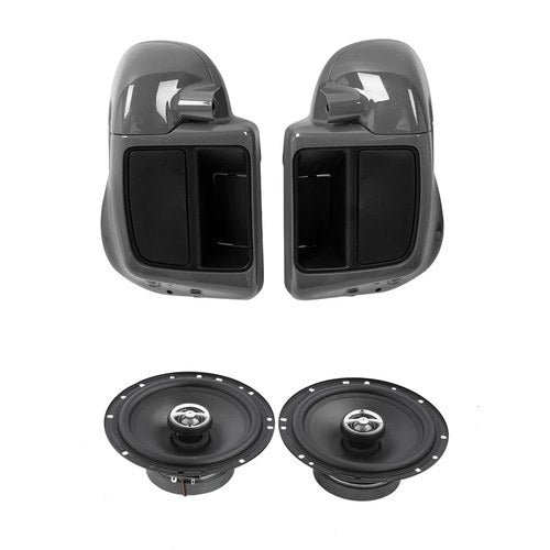 Lower Vented Leg Fairing+6.5" Speakers Fit For Harley Touring 14-up Gunship Gray