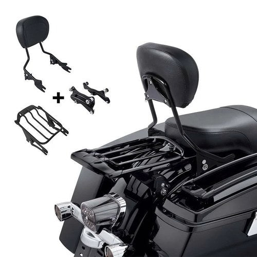 Black Sissy Bar Luggage Rack Docking Kit Fit For Harley Electra Road Glide 14-Up