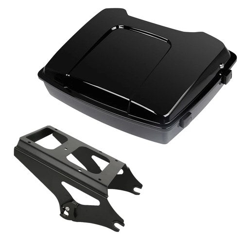 Black Razor Trunk w/ Two-Up Rack Fit For Harley Touring Road Street Glide 09-13