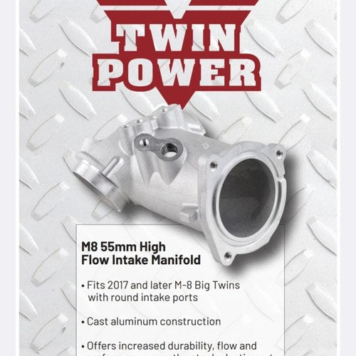 Twin Power 55mm Aluminum High-Flow Intake Manifold for 2017+ Milwaukee-Eight Big