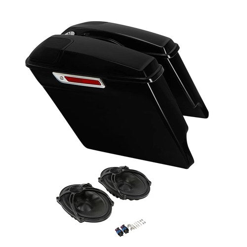 5" Stretched Hard Saddlebags 5 x 7" Speaker Fit For Harley Road King Glide 14-24