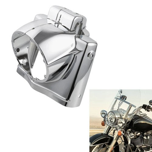 Chrome ABS 7" Headlight Nacelle Cover Fit For Harley Touring Road King 14-later