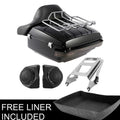 King Trunk Backrest Speakers Light 2-Up Mount Rack Fit For Harley Touring 09-13