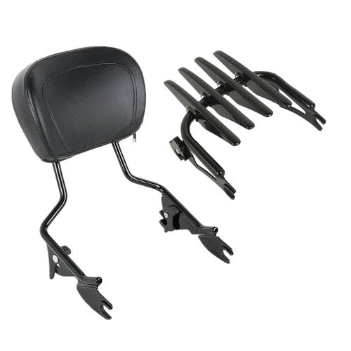Detachable Sissy Bar Backrest W/ Luggage Rack Fit For Harley Touring 09-24 Black