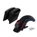 Vivid Black 5" Stretched Saddlebag & Rear Fender Fit For Harley Touring 2014-24