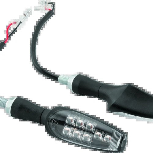 BikeMaster For 8 LED Turn Signals Pair - Black, Flexible Stem, Amber Lights