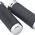 Bikers Choice Chrome And Leather 1 Inch Handlebar Grips - For Universal Fit