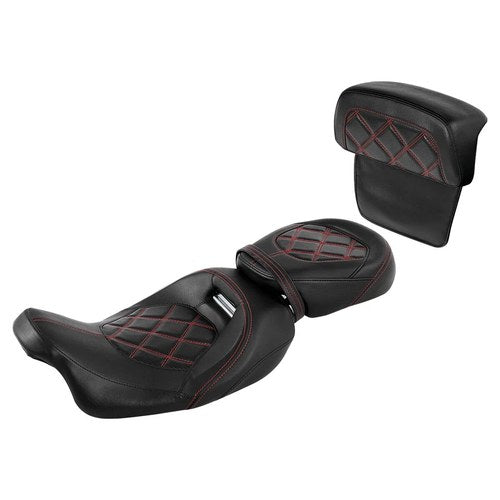 Driver Passenger Seat W/ Backrest Fit For Harley Touring Road King Glide 14-23