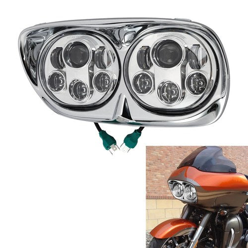 5-3/4" 5.75" LED Dual Headlight Headlamp Fit For Harley Road Glide 1998-2013 12