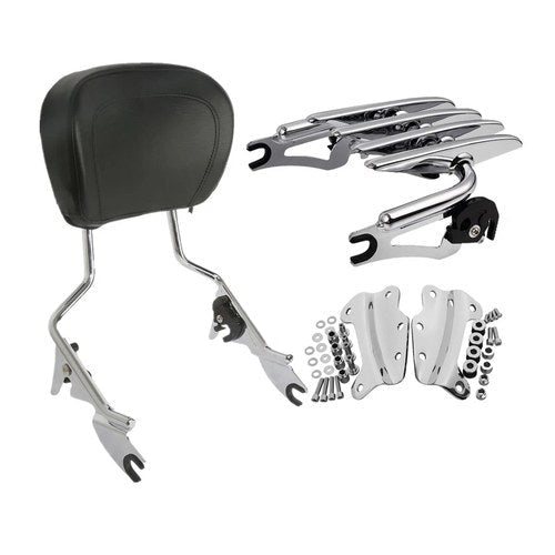 Chrome Backrest Sissy Bar Luggage Rack Docking Kit Fit For Harley Touring 09-13