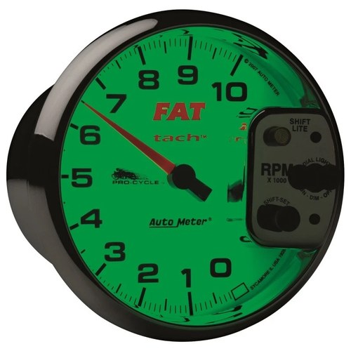 AutoMeter Pro-Cycle 5in Tachometer With Shift For Light - 10,000 Rpm, White