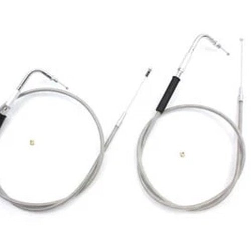 41-1/2 inch Stainless Steel Throttle and Idle Cable Set for Harley-Davidson