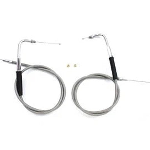 34 inch Stainless Steel Throttle and Idle Cable Set for Harley-Davidson