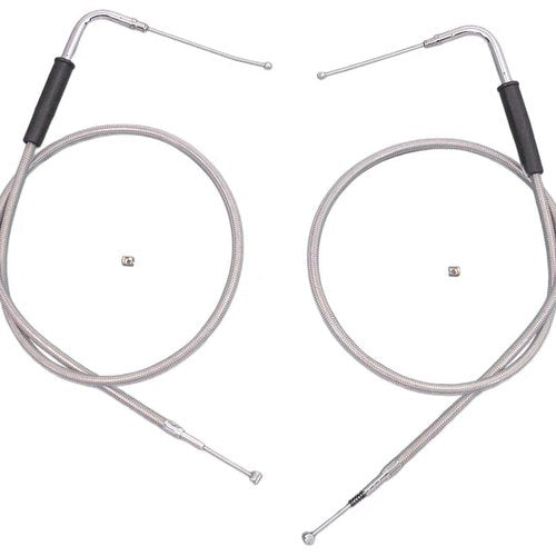 30-1/2 inch Stainless Steel Throttle and Idle Cable Set for Harley-Davidson