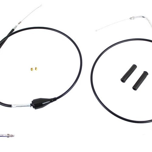 V-Twin 24301 43 Inch Stainless Steel Throttle and Idle Cable Set - Black Coated