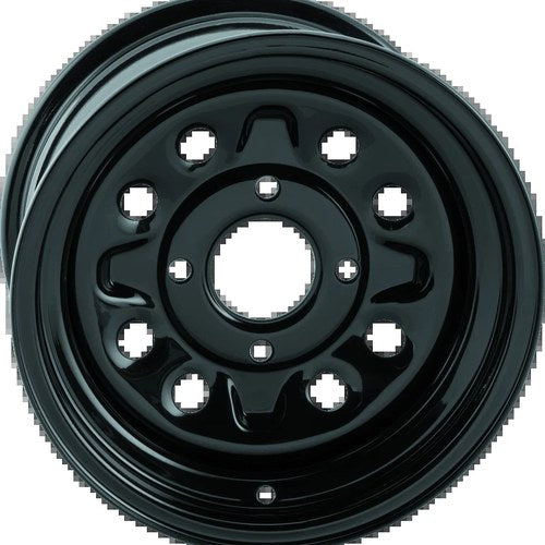 QuadBoss Steely Wheel 12x7 Inches, For 4+3 Offset, Black Finish, 4x110 Bolt