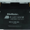 BikeMaster Agm Battery MS12-9B-BS for Yamaha YP400 & YFM700R Models