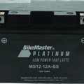 BikeMaster Agm Battery MS12-12A-BS – Fits Kawasaki Ninja 650 & Suzuki Hayabusa