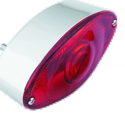 Bikers Choice Chrome Cat Eye Tail Light Assembly with Red Lens for