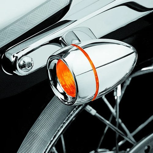 Kuryakyn Deep Dish Turn Signal Bezels with Amber Lenses for Harley-Davidson