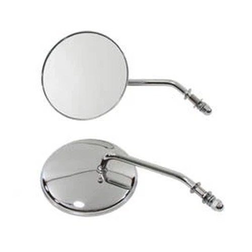 4-1/2 inch Round Mirror Set with Round Stock Stems Chrome for Harley-Davidson