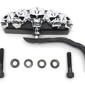 Black 5 Skull Mirror with Billet Worm Stem for Harley-Davidson