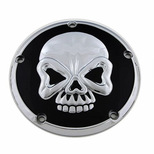 V-Twin 301019 Chrome Skull Design For 5 Hole Derby Cover