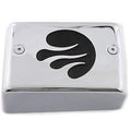 V-Twin 42-1109 Chrome Ignition Module Cover with Black Flame Design