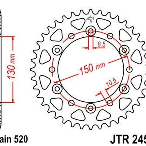 JT Steel Rear Sprocket 520 45T for Honda NX650 Dominator/VTR250 Interceptor