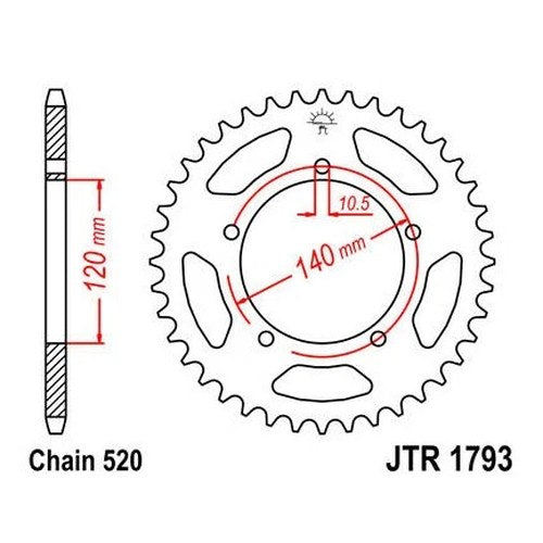 JT Steel Rear Sprocket 520 42T #JTR1793.42 for Suzuki GSX-R1000/GSX-R750