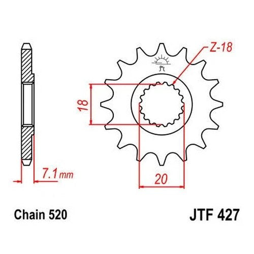 JT Front Sprocket 520 11T fits Suzuki RM100 1979-1982