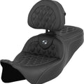 Saddlemen RoadSofa LS Seat With Backrest Silver Stitch #284804 Harley Davidson