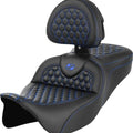 Saddlemen RoadSofa HC Seat With Backrest Blue Stitch #284867 Harley Davidson