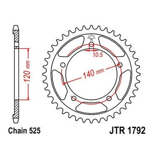 JT Steel Rear Sprocket 525 45T fits Suzuki/Triumph GSXR600/GSXR750/Daytona