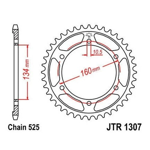 JT Steel Rear Sprocket 525 46T fits Honda CBR600 F4i 2001-2006