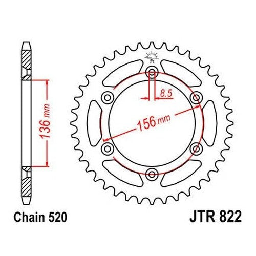 JT Steel Rear Sprocket 520 48T #JTR822.48 for Gas/Husqvarna/Beta/Suzuki