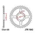 JT Steel Rear Sprocket 428 49T #JTR1843.49 Yamaha TT-R125E/TT-R125