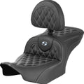 Saddlemen RoadSofa LS/CF Seat With Backrest Silver Stitch 285013 Harley Davidson