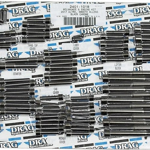 Drag Specialties Engine Case Bolt Kit Smooth Black Harley Davidson