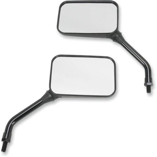 Emgo GP Deluxe Mirror Set Rectangular 10mm Short Stem Black Universal
