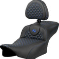 Saddlemen RoadSofa DS Ext. Reach Seat w/Backrest Blue Stitch #823-07-209B1