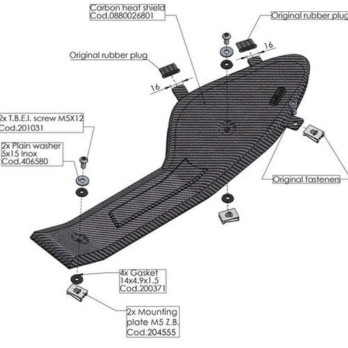 Leo Vince Custom Heat Shield Carbon Fiber Husqvarna 701 Supermoto 2016-2021