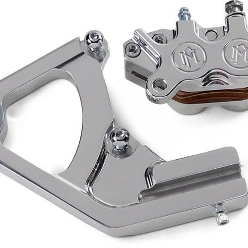 PM 4-Piston Classic Caliper & Bracket Rear 11.5" Polished 1274-0052P