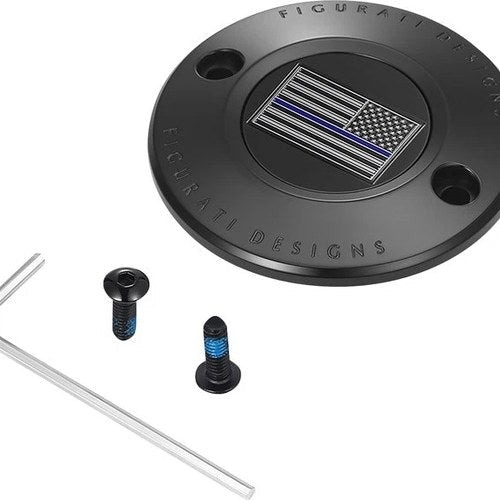 Figurati Designs 2-Hole Timing Cover US Flag Blue Line Black #FD71-TC-2H-BLK